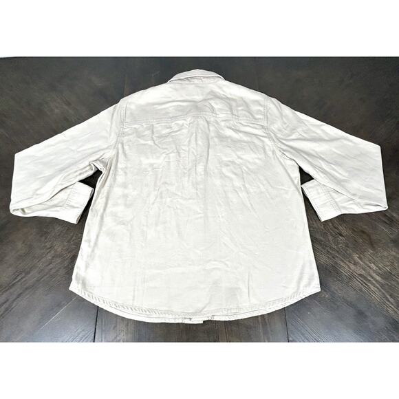 New Lucky Brand Shacket Shirt Jacket Large Oatmeal Button Up Long Sleeve NWT - Picture 7 of 15